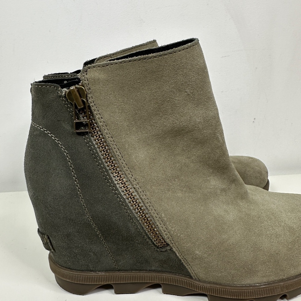 Sorel Joan Of Arctic Zip Wedge Bootie Suede Gray Women's Size 8 - Picture 4 of 12
